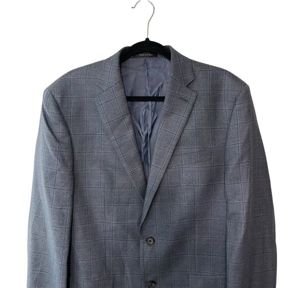 Lauren Ralph Lauren Mens Sport Coat Blazer Blue Gray Check Size 42L Silk Wool - Picture 3 of 10